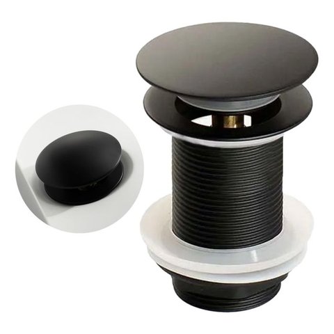 Válvula Click Luxo Aço Inox 304 Cor Preta Cuba Pia Banheiro 7/8 Lavatório - Brinovar