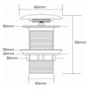 Ver imagem 7 de Válvula Click Luxo Aço Inox 304 Cor Preta Cuba Pia Banheiro 7/8 Lavatório - Brinovar