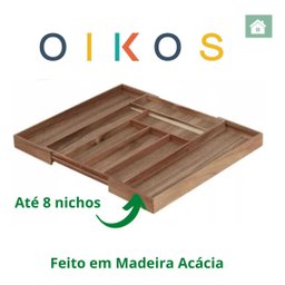 Porta Talheres Ajustável Gaveta Madeira Acácia Premium Multi - 4