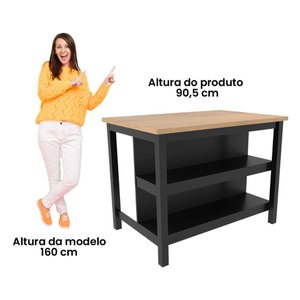 Bancada Gourmet Ilha Cozinha c ilumina Ditália 2Prat CD-1019 cor:preto