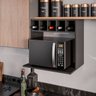 Armário Suporte para Microondas com Adega para Bebidas Lisa Preto - 1