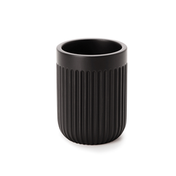Kit Lavabo - Dispenser Porta Sabonete Líquido 14 cm e Porta Copo Escova 10 cm de Cimento Preto - 4