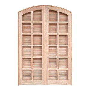 Porta Balcão de Abrir / Abrir em Arco de Madeira Eucalipto Bat 10 Cm Copa Verde Madeiras - 215ax120l