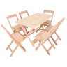 Jogo Conjunto Mesa Bar Dobrável 120x70 C/6 Cadeiras Madeira sem pintura - 1