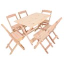 Ver imagem 1 de Jogo Conjunto Mesa Bar Dobrável 120x70 C/6 Cadeiras Madeira sem pintura