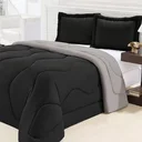 Ver imagem 1 de Edredom De Malha Gel Dupla Face Casal Queen 3 Peças Preto Com Cinza