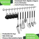 Ver imagem 5 de Porta Utensílios e Talheres 60cm com 12 Ganchos Branco Fs