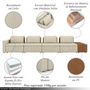 Ver imagem 3 de Sofá Ilha com Encosto e Almofadas Móveis Olimpo 505cm Modulado Linho/pu Bege/caramelo G45 - Gran Bel