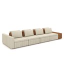Ver imagem 2 de Sofá Ilha com Encosto e Almofadas Móveis Olimpo 505cm Modulado Linho/pu Bege/caramelo G45 - Gran Bel