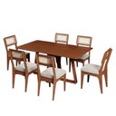 Ver imagem 2 de Conjunto Sala de Jantar Mesa 160cm com 6 Cadeiras Palha Sintética 100% MDF Pinhão/Bege Claro