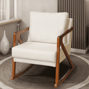 Ver imagem 1 de Poltrona Cadeira Balanço Amber Luxo Madeira Maciça Veludo Bege- Mabe Magazine