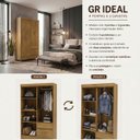 Ver imagem 2 de Guarda Roupa Solteiro 4 Portas 2 Gav Espelho Roupeiro Quarto Nature