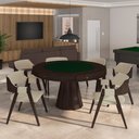 Ver imagem 1 de Conjunto Mesa de Jogos Carteado Bellagio Tampo Reversível Verde e 6 Cadeiras Madeira Poker Base Cone