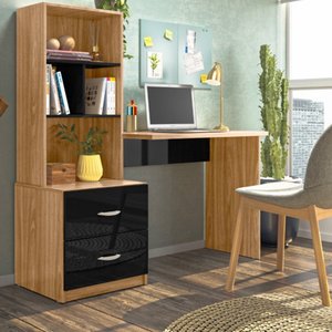 Escrivaninha Livreiro Lateral Office Cristal Nature/preto Mobili