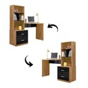 Ver imagem 3 de Escrivaninha Livreiro Lateral Office Cristal Nature/preto Mobili