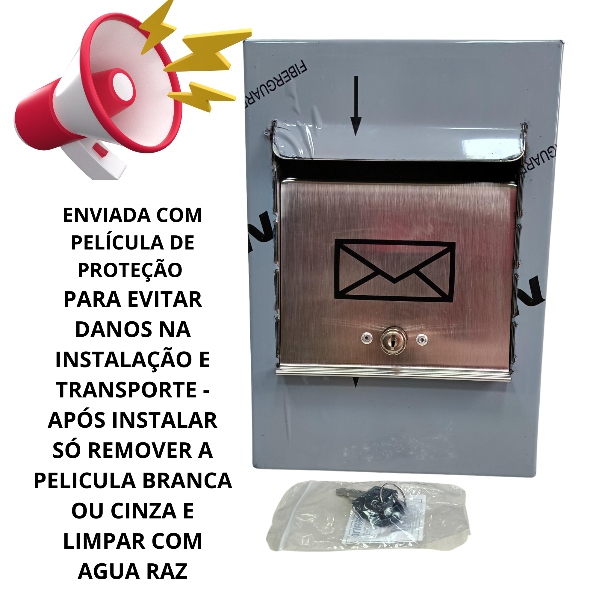 Caixa de Correio Frontal Primor Inox Embutir Cartas 2 Chaves - 2