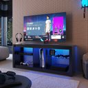 Ver imagem 3 de Rack Tv até 55" Gamer Prateleiras de Vidro e Iluminação em Led 136cm- Ra1360p Rgb Preto