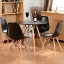 Ver imagem 1 de Conjunto Mesa De Jantar Eiffel 80cm Preta Com 4 Cadeiras Charles Eames Eiffel Wood Preta