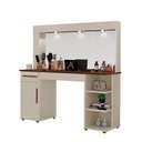 Ver imagem 1 de Penteadeira Camarim Espaçosa com Espelho e Gaveta Carvalho Off White