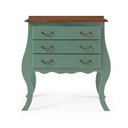 Ver imagem 3 de Cômoda Rústica Bombê com 3 Gavetas - Verde Kalle com Tampo Imbuia Glazer