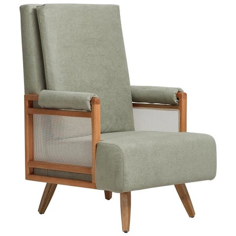 Poltrona de Amamentação Fixa Pés Manu Líria D02 Bouclê Verde Oliva C-199 - Lyam Decor