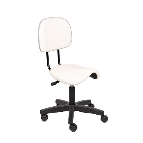 Cadeira Sela Branca com Encosto Giratoria 55cm Estética Dentista Consultorio Popmov Sela Encosto Pp