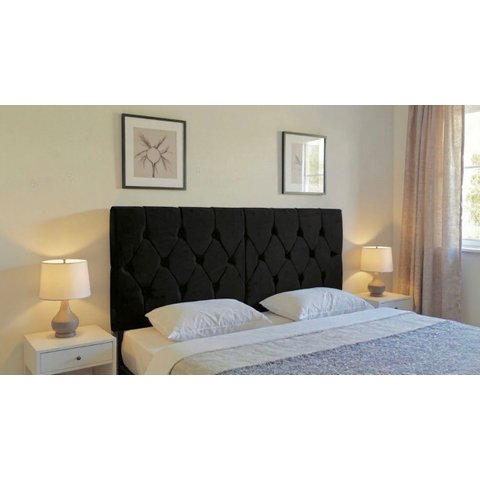 Cabeceira Estofada Cama de Casal Queen 1,60 X 55 Cm Modelo Paris Preto Corino