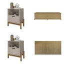 Ver imagem 2 de Conjunto Cabeceira Queen/Casal - Baú + Mesa de Cabeceira Cinza/Hannover/Fendi