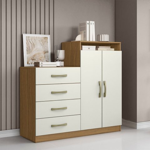 Cômoda Quarto 2 Portas Sapateira 120cm Elára Atacama/off White A09 - D’Rossi
