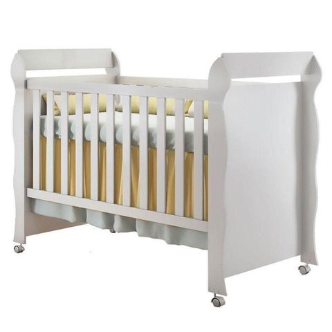 Berço Americano Mirelle com Colchão Gazin e Guarda Roupa Ternura Baby 3 Portas Branco Brilho -
