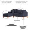 Sofá 3 Lugares Beny com Chaise Esquerdo Suede Azul Marinho - 6