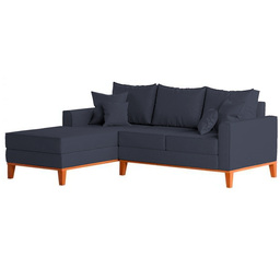 Sofá 3 Lugares Beny com Chaise Esquerdo Suede Azul Marinho - 3