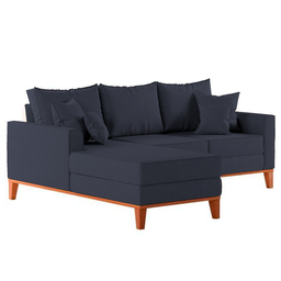 Sofá 3 Lugares Beny com Chaise Esquerdo Suede Azul Marinho - 4