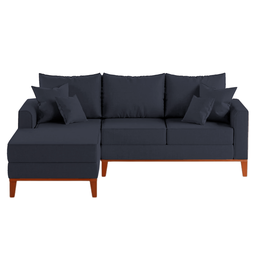 Sofá 3 Lugares Beny com Chaise Esquerdo Suede Azul Marinho - 2