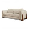 Sofá 3 Lugares 2,30m Linho Bouclé Bege com Detalhes em Madeira - Jobim Lucadi Home - 1
