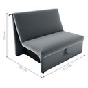 Ver imagem 2 de Sofá Cama 2 Lugares Belize Veludo Cinza
