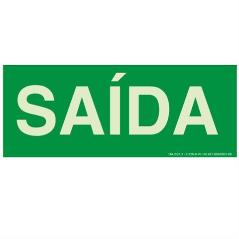 Placa de Pvc Fotoluminescente Auto-adesiva 15x30 Saida - 315 Al - Sinalize