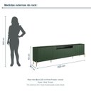 Ver imagem 3 de Rack New Bend 220 cm Porta Frisada Incolar Musgo com Pé Dourado