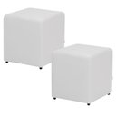 Ver imagem 1 de Kit 02 Puffs Quadrado L02 Decorativo Corino Branco - Lyam Decor
