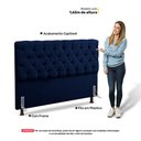 Ver imagem 3 de Cabeceira Cama Box Casal Lylla 140cm Capitonê com Frame Veludo Azul Marinho - Abmaza