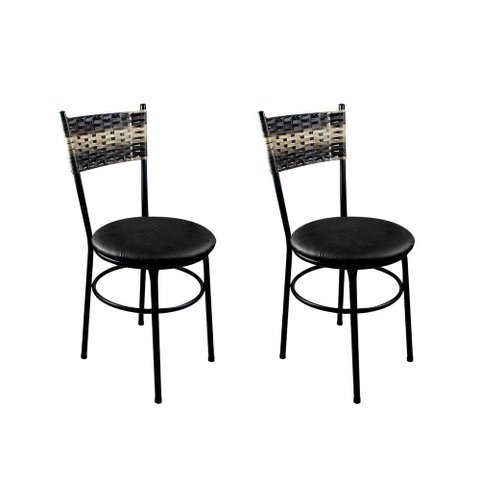 2 Cadeiras Pretas para Cozinha Viena Cappuccino Premium:Preto