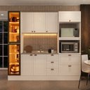 Ver imagem 1 de Cozinha Pérola com Rodapé e Cristaleira com LED Yescasa Branco