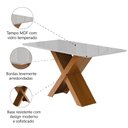 Ver imagem 3 de Mesa Sala de Jantar Tampo com Vidro 1,80m Grécia Madeirado/off White Dobuê