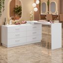 Ver imagem 1 de Mesa Manicure em L 138CMX138CMX43,5cm com 6 Gavetas Leonie Yescasa
