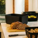Ver imagem 2 de Porta Pães com Tampa Migalheira Bambu 33cm Cesto Preto Organizador Bolos Biscoitos ou