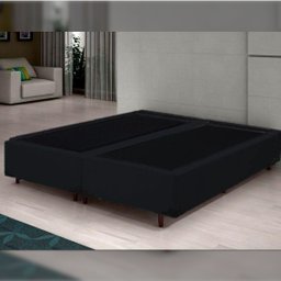 Base Cama Box Queen Bipartido 158x198x 28 Suede Amassado Lobbox - Preto - 1
