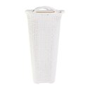 Ver imagem 5 de Cesto Roupa Suja Rattan com Tampa Basculada e Alças Laterais Cor Branco