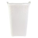 Ver imagem 2 de Cesto Roupa Suja Rattan com Tampa Basculada e Alças Laterais Cor Branco