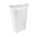 Ver imagem 1 de Cesto Roupa Suja Rattan com Tampa Basculada e Alças Laterais Cor Branco