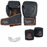 Kit luvas de Boxe Muay Thai Naja Black + Bandagem + Protetor Bucal KIT Black 12 Marrom - 3
